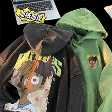 直播品质500克重磅潮牌美式做旧炒雪花水洗加绒卫衣H1356特P65，男装卫衣，电商A486