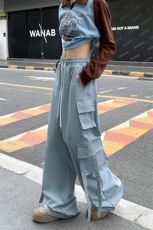 美式高街运动裤ins风潮牌复古设计感休闲宽松裤子K591TP45控69，女装休闲裤，电商A102B