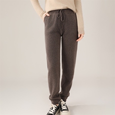 2024秋款纯色抽绳卫裤女宽松显瘦百搭休闲裤，女装休闲裤，富泽羊绒