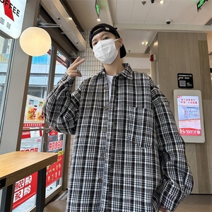 24秋冬 日系潮牌加厚格子衬衫复古长袖衬衣外套中性风 H223/P50图片