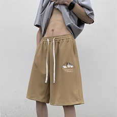 港风刺绣运动休闲裤美式高街五分裤宽松直通短裤DK122P32，男装休闲裤，星座1204-3