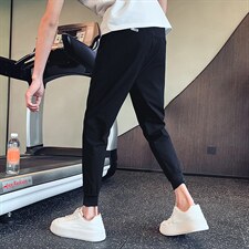 痞帅潮牌裤子社会小伙紧身裤男士束脚裤夏季薄款九分裤休闲裤A08，男装休闲裤，星座712-1