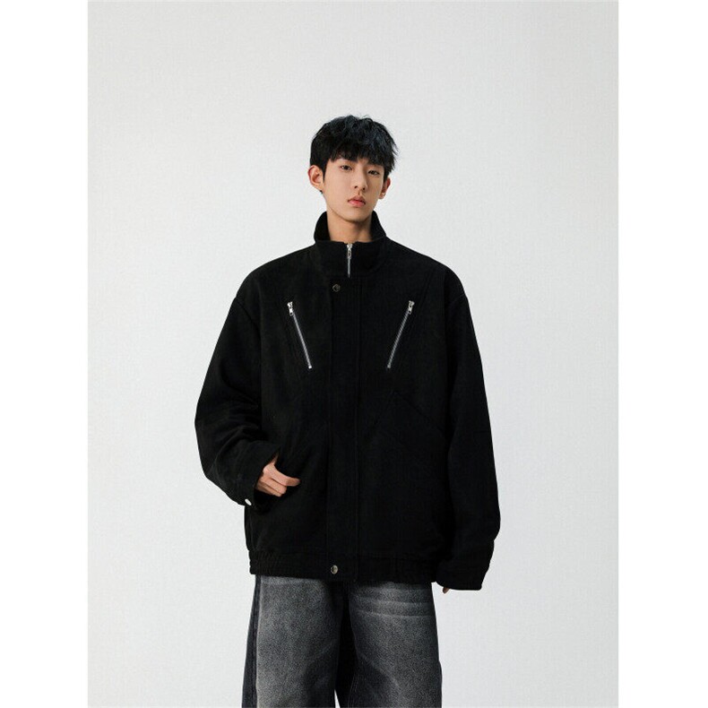 自拍图:2025秋款美式复古麂皮绒夹克外套男潮牌上衣JK8087-P85,男装夹克,星座1209-2