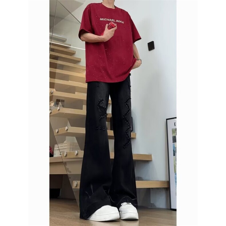 网络图现货！牛仔裤男夏季薄款破洞设计感裤高街RK69-P55,男装牛仔裤,星座1005-6