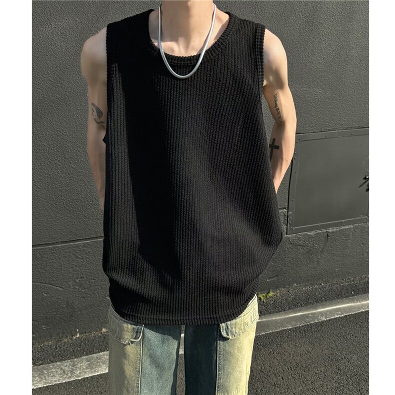 肌理感坎肩冰丝背心男夏季宽松砍袖无袖T恤内搭打底BX01,男装背心/马甲,星座1116A（原606A-3）