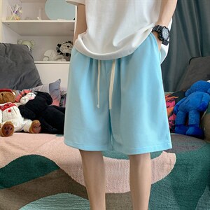 HD74099-P22 华夫格短裤男大码宽松五分裤男直筒中裤图片