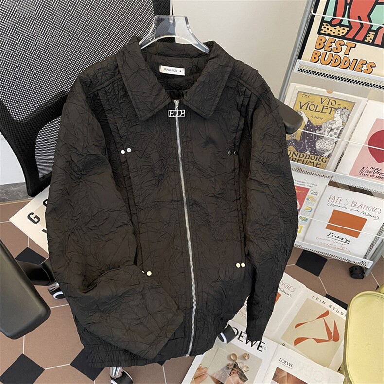得物品质秋款男夹克衫肌理纹路双层拼接外套JAK1P78,男装夹克,星座1013-1
