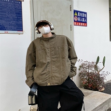 春季复古重磅水洗帆布哈灵顿外套男立领设计感休闲夹克JK1168-P98，男装夹克，星座1103-3