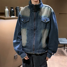 美式水洗做旧设计感短款牛仔夹克男双领机能高街痞帅外套-NY8807，男装夹克，星座601-2