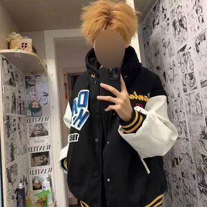 1506-1/JF6031/P63美式春秋季新款刺绣棒球服撞色男女情侣夹克图片
