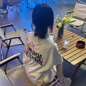 万针全刺绣工艺抖音得物高品质260克重磅纯棉双纱美式高街短袖T恤图片