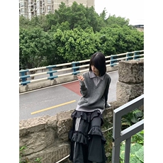 XZ1005-1-TTH739-P68现货假两件miu系polo领毛衣针织衫学院风老钱，男装Polo衫，星座1005-1