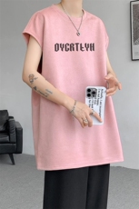 短袖背心男夏季新款港风宽松鹿皮绒圆领套头大码坎肩T9933-P19，男装背心/马甲，星座214-3