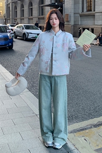 现货！（90新标带检）新中式提花料立体花羽绒服女气质保暖外套图片