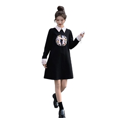 春季新款针织连衣裙女中长款修身显瘦气质百搭时尚长袖裙子，女装连衣裙，秋水欣儿