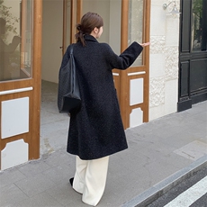 黑色羊毛大衣女2025秋冬新款韩版休闲气质高级感中长款毛呢外套，女装羊绒大衣，2C316