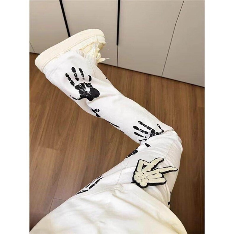 港风潮夏季新款个性字母牛仔裤嘻哈潮高街潮流痞帅长裤4127P50，男装牛仔裤，电商D256-2(原A064-2)