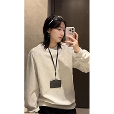 抖音得物品质美式高街重磅曼巴棉结构硬阔boxy版潮牌卫衣长袖T恤，男装T恤，电商A486