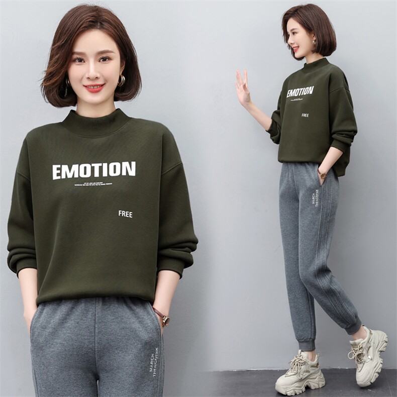 冬装女2022新款卫衣裤加绒秋冬季运动套装两件套,女装套装/套裙,涵誉