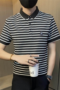 PL043-特P40条纹短袖polo衫男夏季修身翻领t恤潮牌男装潮流半袖男图片