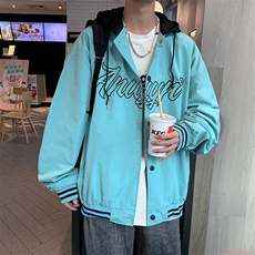 字母刺绣棒球服外套韩版潮流秋季百搭bf假两件连帽夹克W1521-P59，男装夹克，星座512-2