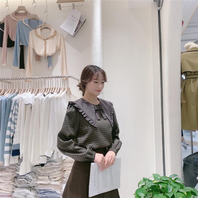 现货新款格子衬衫，女装衬衫，麦筱萌