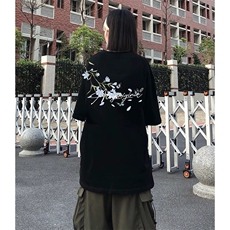 万针全刺绣解构设计260克重磅双纱纯棉高品质美式高街短袖T恤特35，男装T恤，电商A486-1