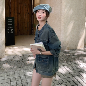 时尚水洗牛仔外套女秋季新款休闲宽松显瘦夹克图片