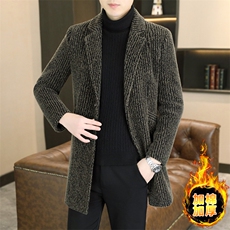 加棉加厚西装领大码中长款型男商务休闲青年外套男A03-P165，男装西服套装，星座310B-3