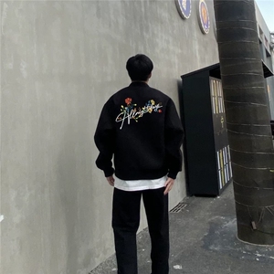 1506-1/JFF8311/P41字母夹克黑色韩版潮牌棒球服春秋新款情侣外套图片