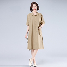 2024夏季宽松休闲简约款长款纯棉连衣裙816款，女装连衣裙，秋牧寒烟