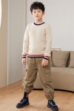 时尚儿童羊毛衫秋冬新款彩条拼色长袖圆领毛衣男女童保暖针织衫，童装儿童羊毛衫，顺友羊绒童装