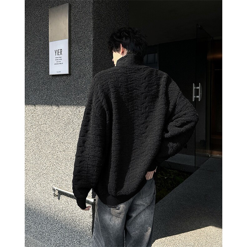 立领拉链开衫毛衣秋冬季宽松休闲慵懒风时尚针织衫外套,男装针织衫/毛衣,星座410-6（原星座1304-1）