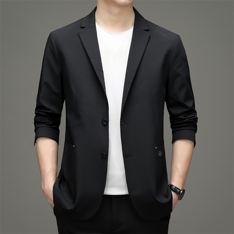 上衣2023年翻领口袋单排扣春季中老年长袖时尚西服SL16953,男装西服,钱塘6003（原4033）