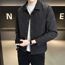 5202-L-4XL-P115店主风春季单排扣纯色翻领特殊面料夹克外套男，男装夹克，电商B255