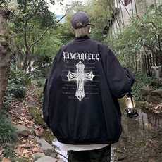 春秋款薄款欧美高街小众vibe美式棒球服男款复古夹克外套，男装夹克，星座506A