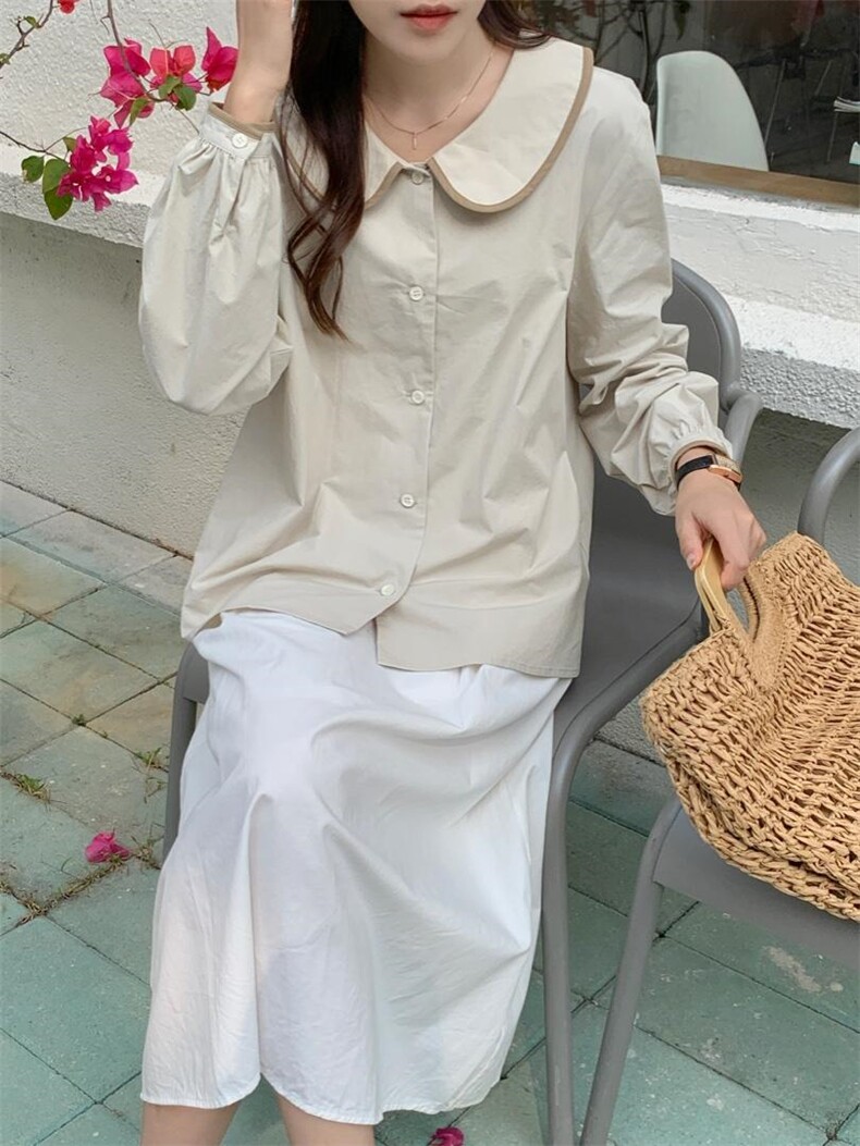 现货娃娃领韩系布小衫，其它，汐美