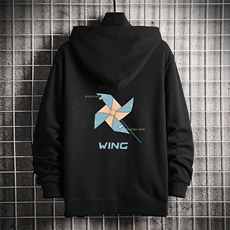 KS21112-P38连帽开衫卫衣男运动外套大码班服网格挂拍，男装卫衣，电商A040A