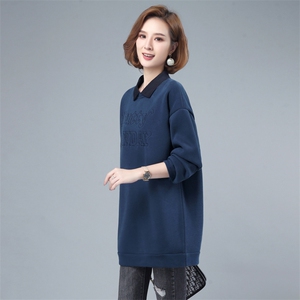2022年秋季新款加绒加厚卫衣女中长款韩版休闲百搭上衣服打底衫棉图片