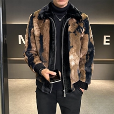 冬季男士时尚加厚仿皮草保暖爸爸装商务夹克外套ZX8882-P245，男装夹克，星座1105-3