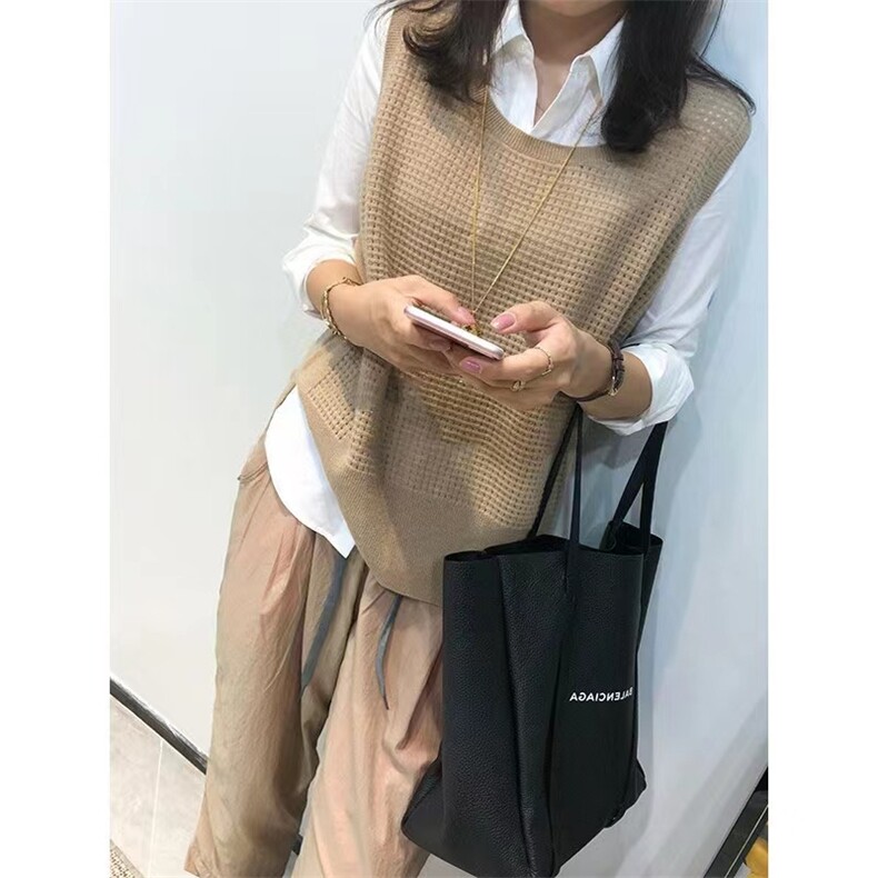 洋气百搭外穿羊绒针织镂空马甲女装春秋薄款宽松大码羊毛坎肩背心,女装马甲,千御纺羊绒