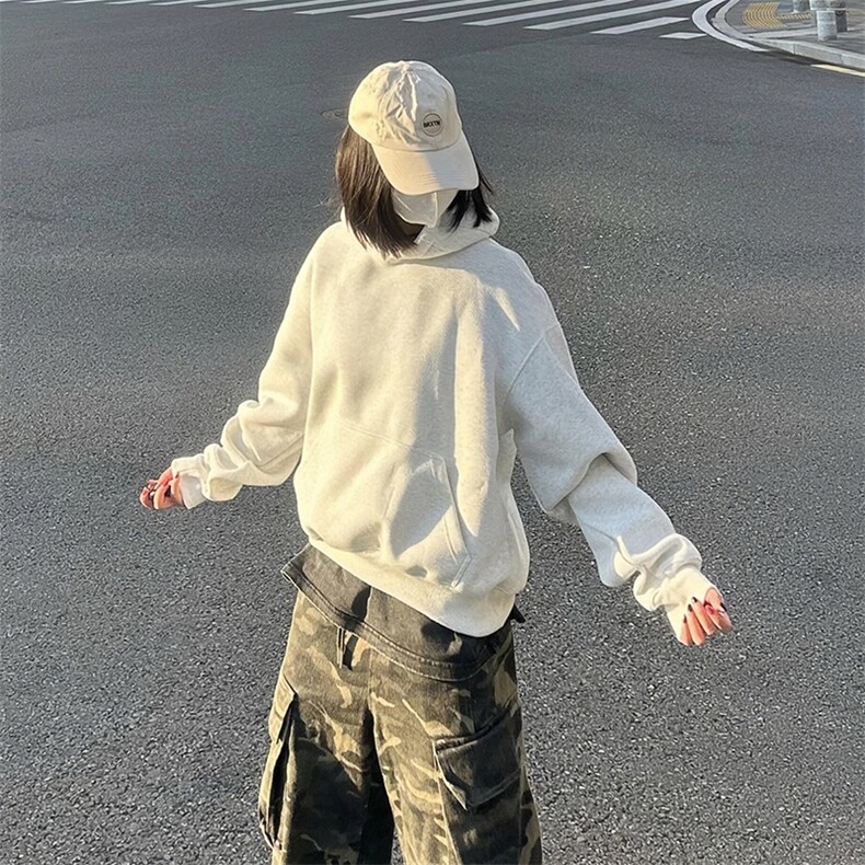 抖音得物高品质二开秋冬美式高街重磅结构辑明线连帽卫衣外套W75,男装卫衣,电商A486-1