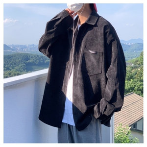 C6085/P40秋装新款水洗灯芯绒衬衫男长袖衬衣大码宽松外套上衣男图片
