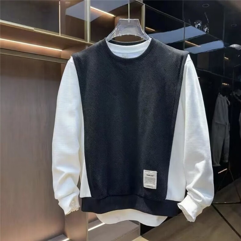 港风秋款男假两件卫衣贴标背心宽松外套wy0019P35,男装背心/马甲,星座1013-1