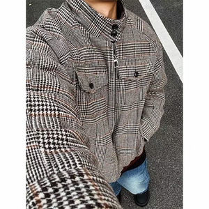 有货~加棉冬季千鸟格加厚保暖立领棉衣棉服JM010常规P95加棉P110图片