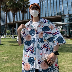 夏季新款衬衫潮流慵懒男方领冰丝垂感衬衫C4083P30图片