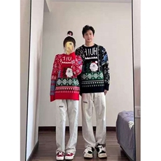 1506-1/MSM1581/P72套头保暖毛衣流行的加厚红色圣诞毛衣男女同款，男装针织衫/毛衣，星座1506-1