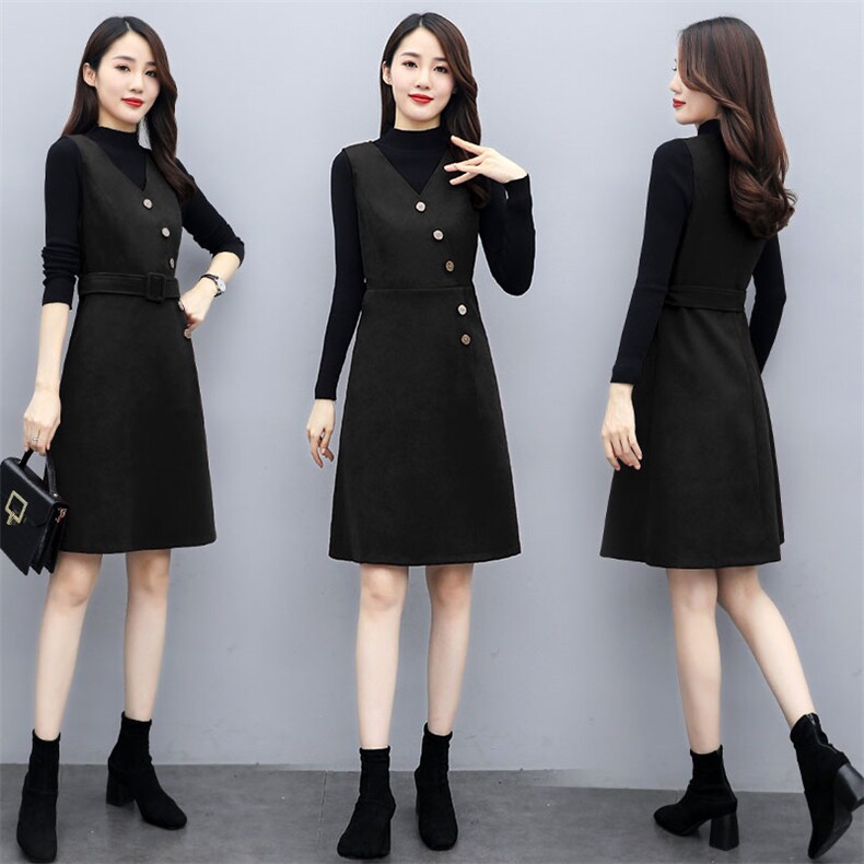 洋气时尚套装女2021秋新款女装两件套连衣裙气质显瘦打底套裙,女装套装/套裙,慧尚依恋