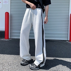 白灰色弯刀卫裤男款夏季美式机能侧边拉链网眼透气运动休闲长裤子，男装休闲裤，电商A007