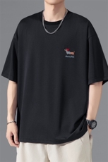 2025夏季新款港风无影墙大码冰丝刺绣T恤M-5XHT25465-特P25，男装T恤，电商A022